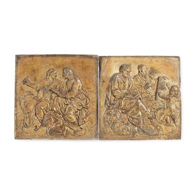 Rilievi Raffiguranti i Quattro Evangelisti. Arte Barocca Toscana del XVII Secolo