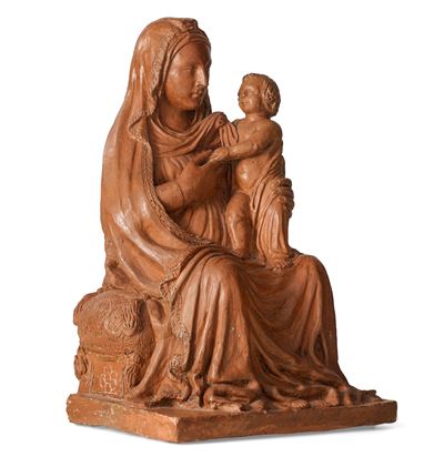 Madonna in Trono Col Bambino. Plasticatore Lombardo Attivo nella Seconda Metà del XV Secolo. Giov...