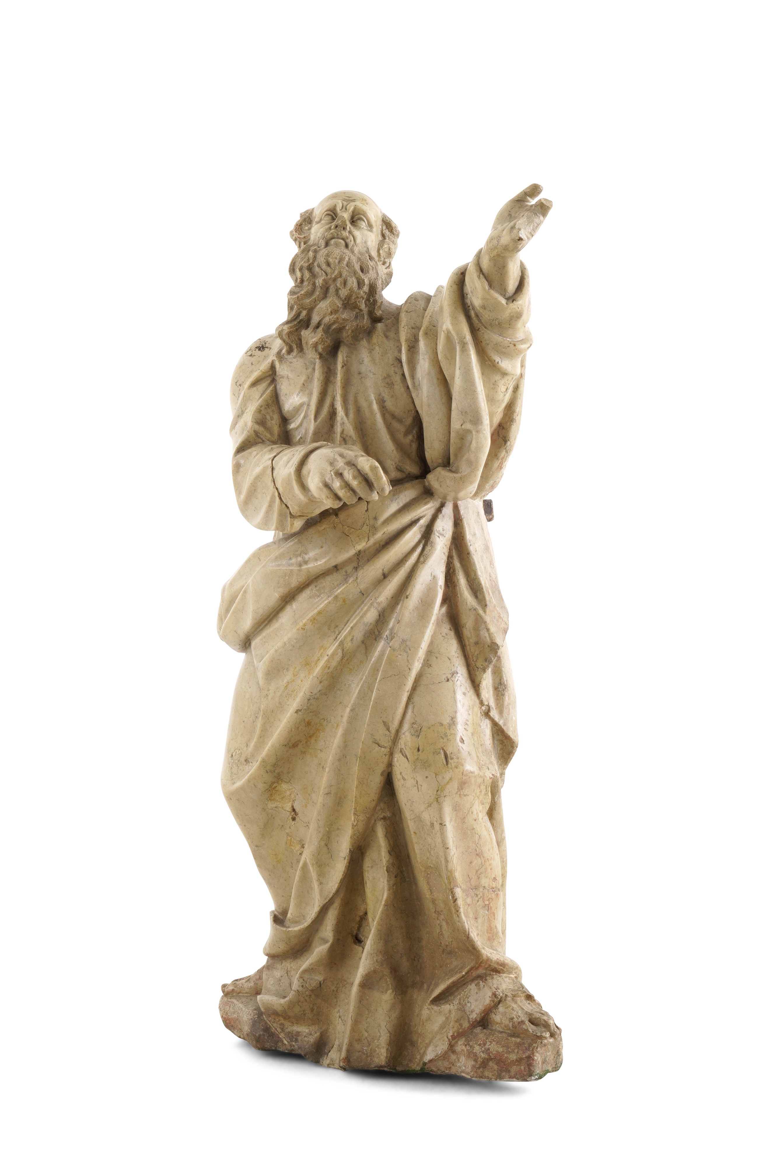Figura di Santo (s.giovanni di Arimatea?) in Marmo Botticino. Scultore Bresciano del XVI-XVII Sec...