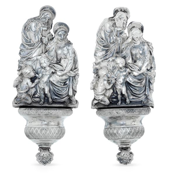 Coppia di acquasantiere. Lombardo Veneto, Milano XIX secolo