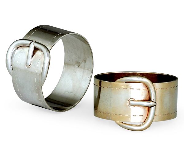 Coppia di portatovaglioli. Firmati Hermès. Parigi Anni '60