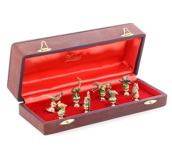 Otto segnaposti Animalier Gucci. Anni '70