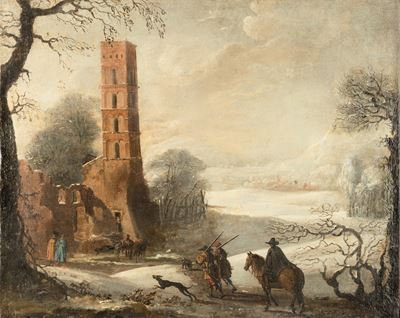 Paesaggio Innevato con Cacciatori