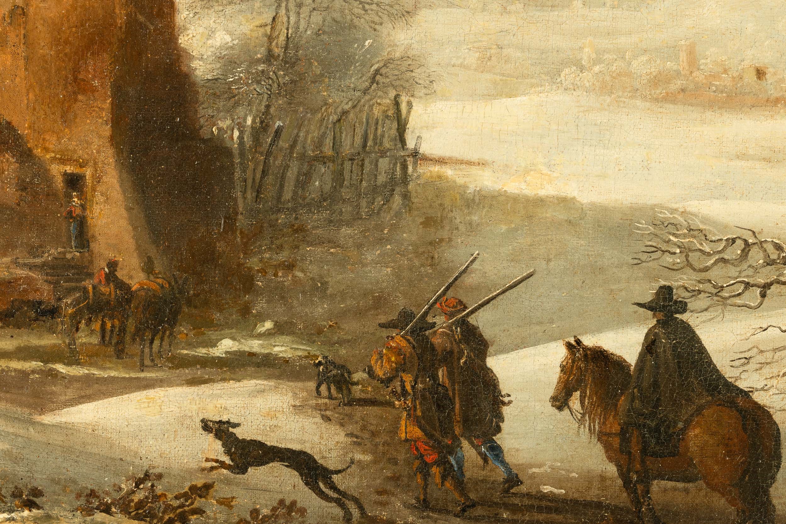 Sinibaldo Scorza - Paesaggio Innevato con Cacciatori