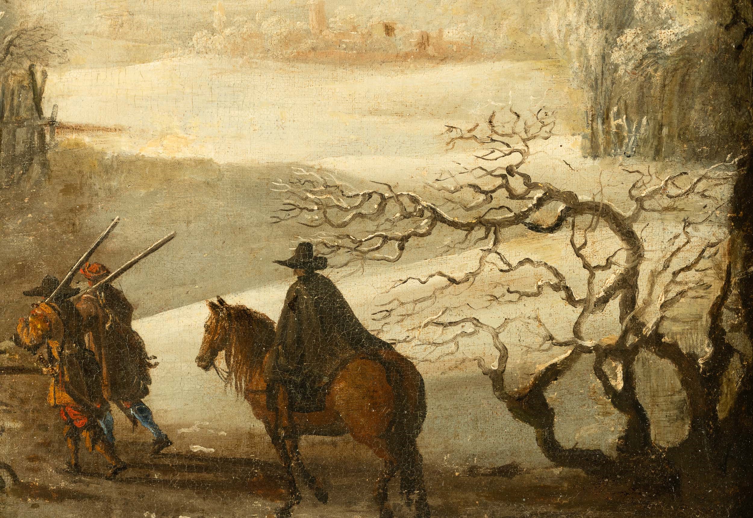 Sinibaldo Scorza - Paesaggio Innevato con Cacciatori