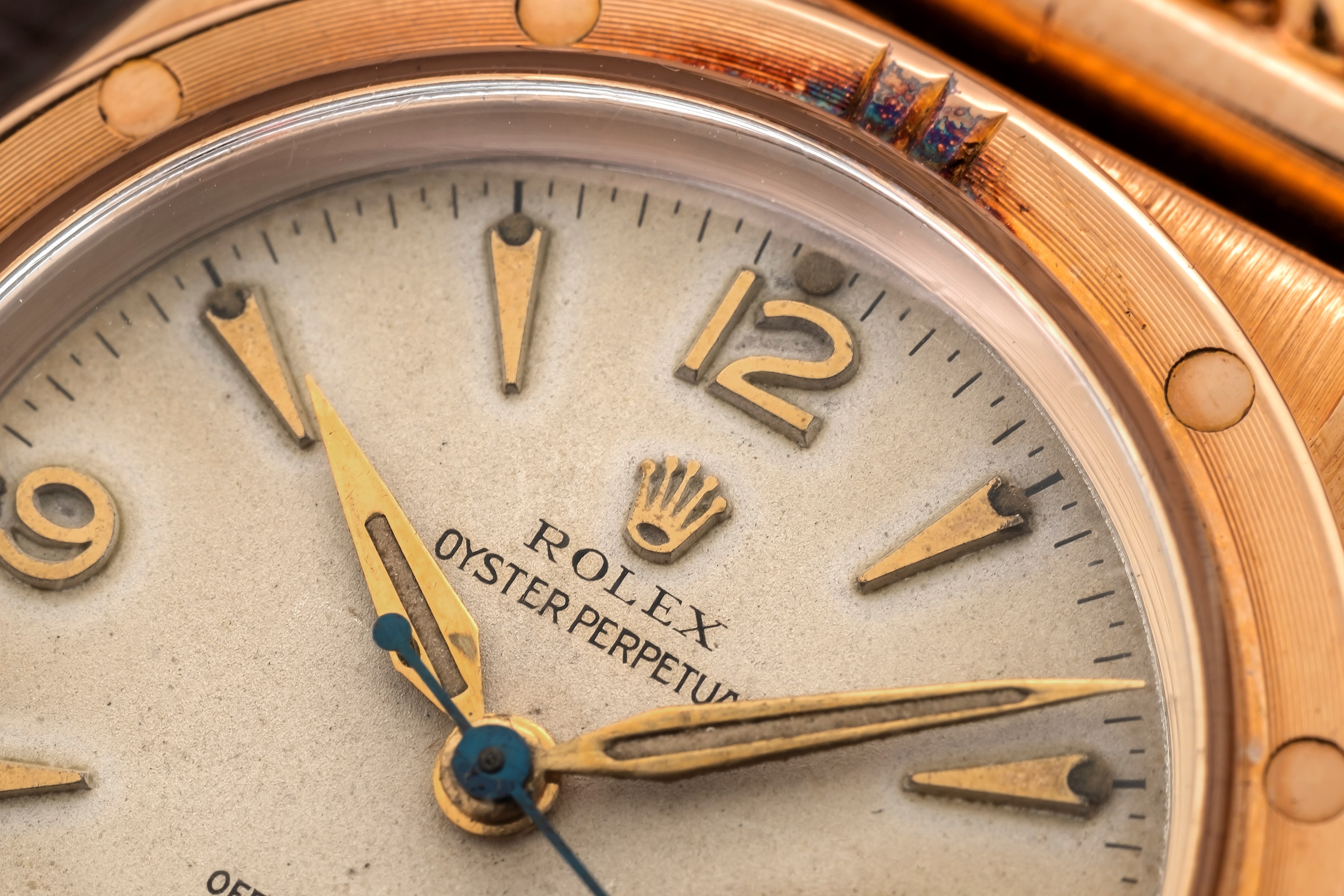Rolex - Ovetto Ref 3372 in Oro Rosa 18k Secondi al Centro con Bracciale Originale, Circa 1946