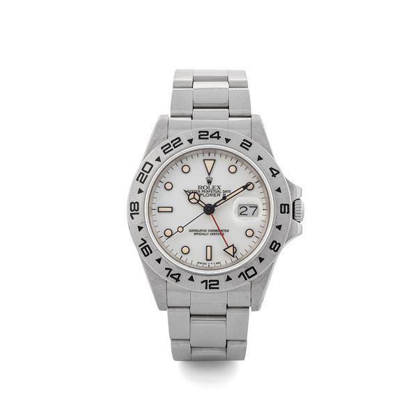 Rolex - Explorer II ref 16550 ‘Chicchi di Mais’ in steel with original box and guarantee, circa 1987