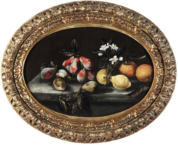 Natura morta con pere e agrumi