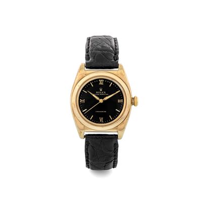 Ovetto Ref 3131 in Oro Giallo 18k, Quadrante Nero Gilt Secondi Centrali, Circa 1947