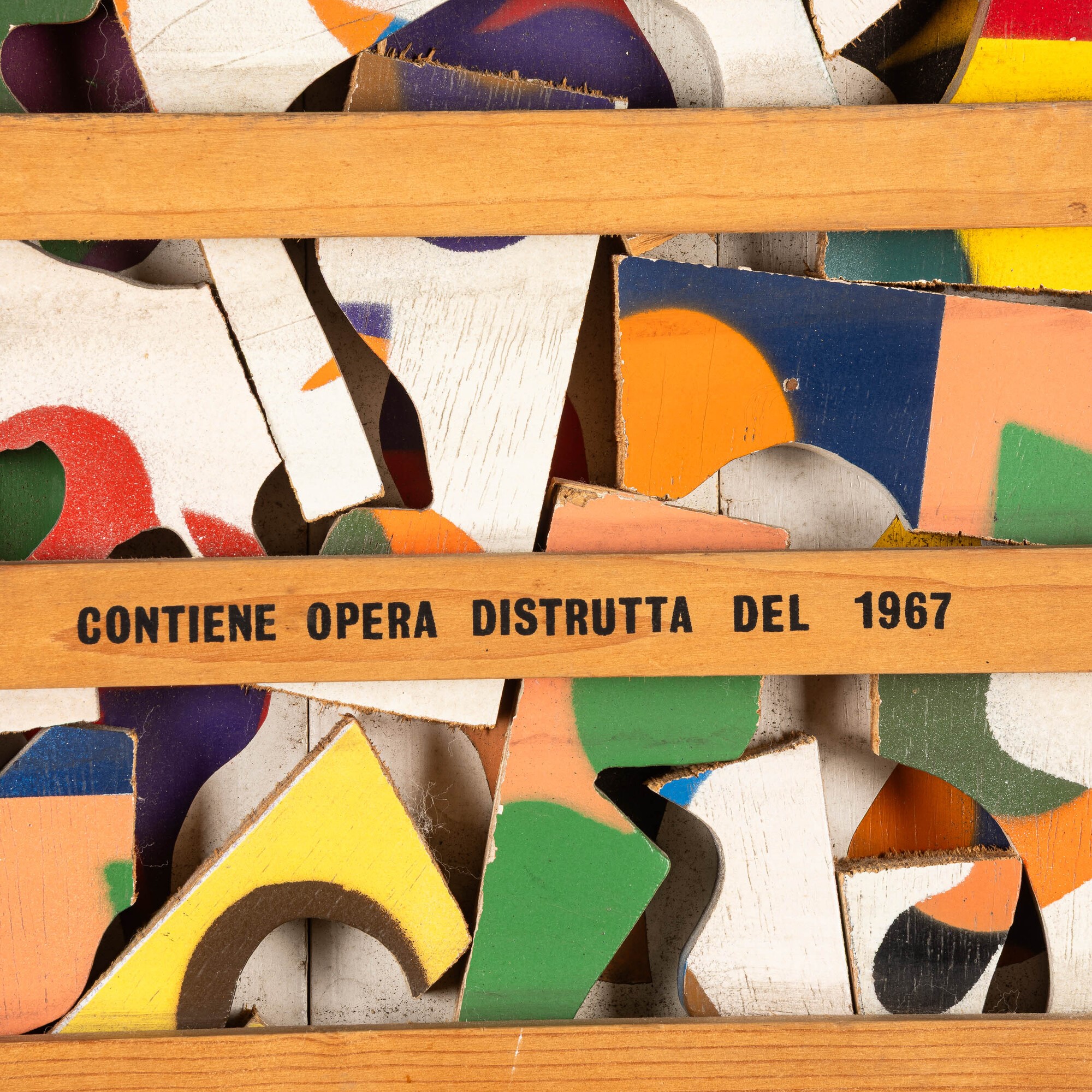 Guglielmo Achille Cavellini - Cassetta di legno, pittura su legno, 1967