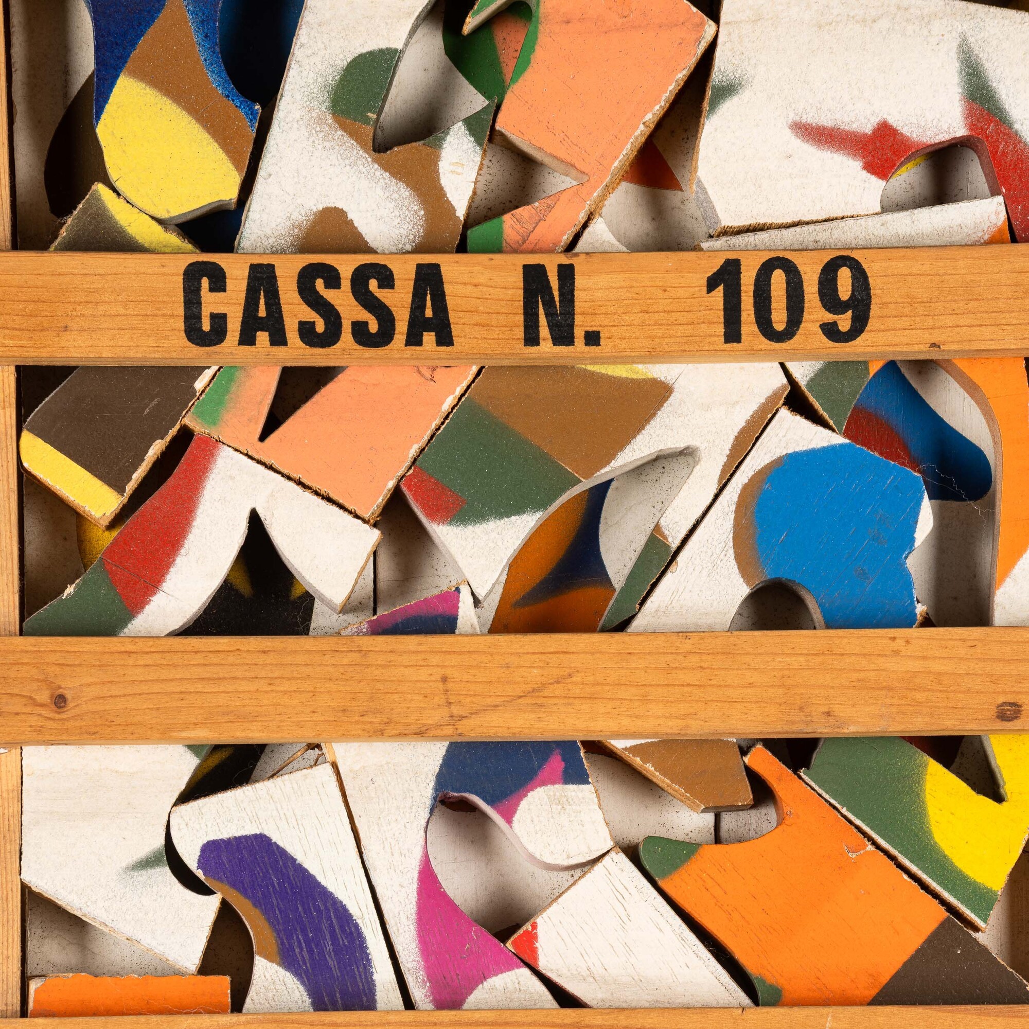Guglielmo Achille Cavellini - Cassetta di legno, pittura su legno, 1967
