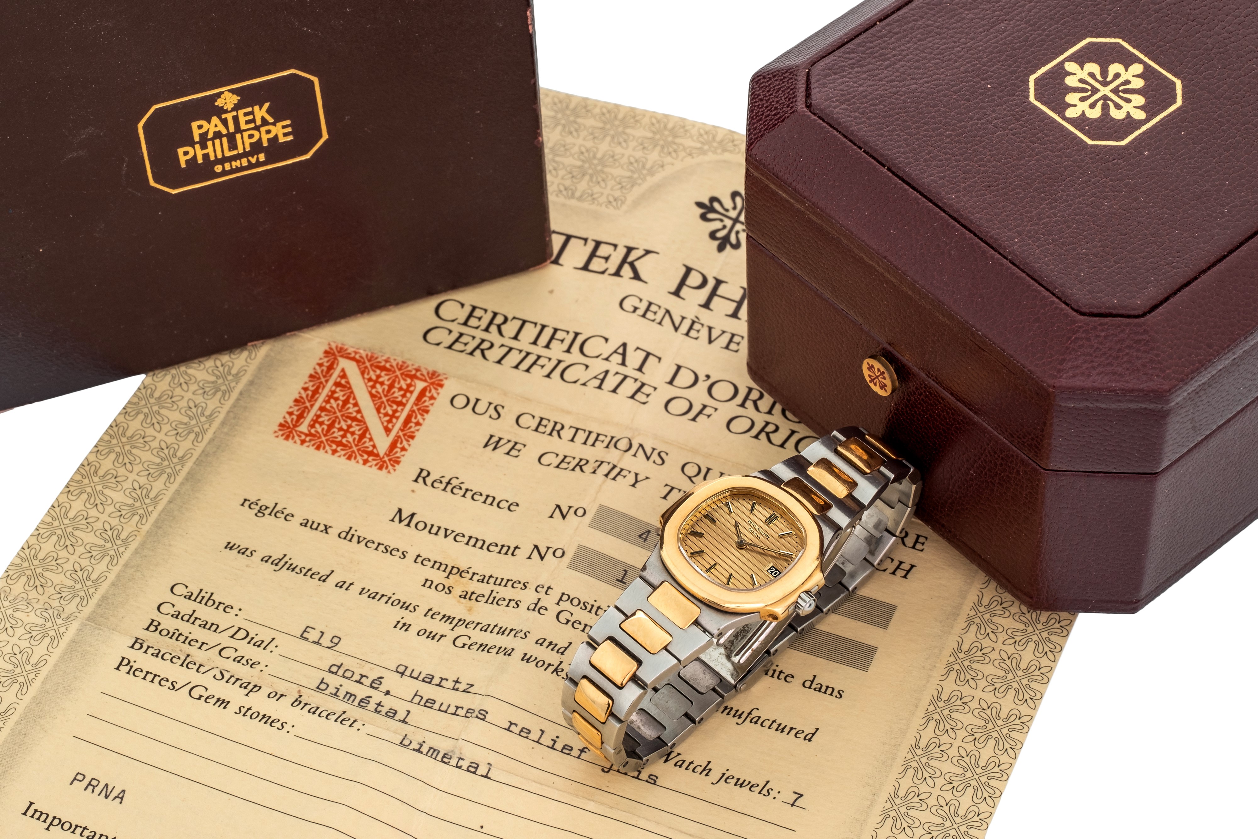 Patek Philippe - Nautilus Lady Ref 4700 Acciaio e Oro, Quadrante Dorè, Scatola e Garanzia, Circa ...