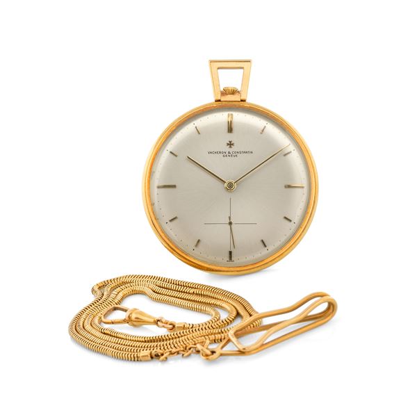 Orologio da tasca Openface in oro giallo 18k, scappamento ad ancora, quadrante Argentè con piccoli secondi,  [..]