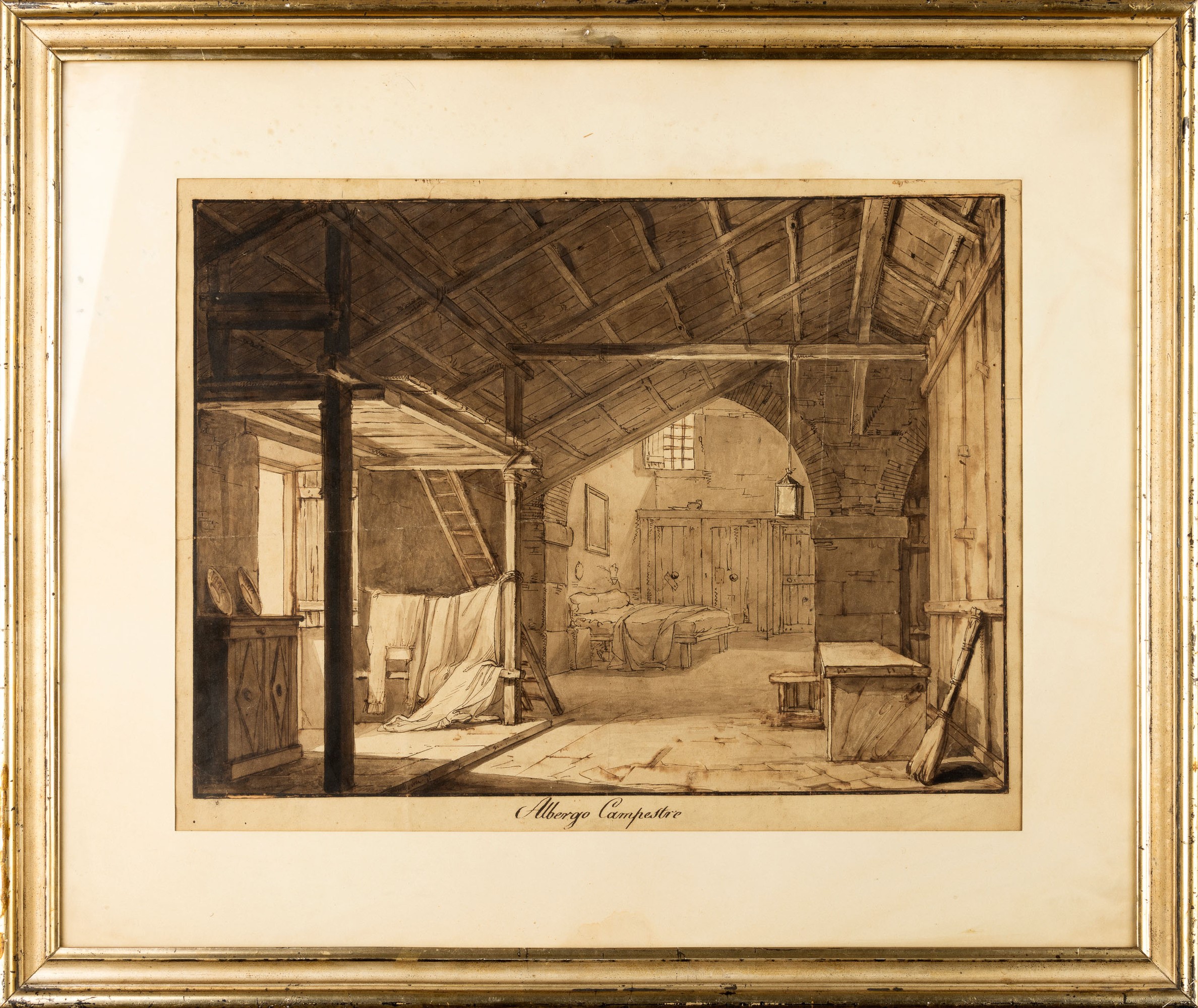 Antonio Basoli - Veduta di Interno di Albergo Campestre