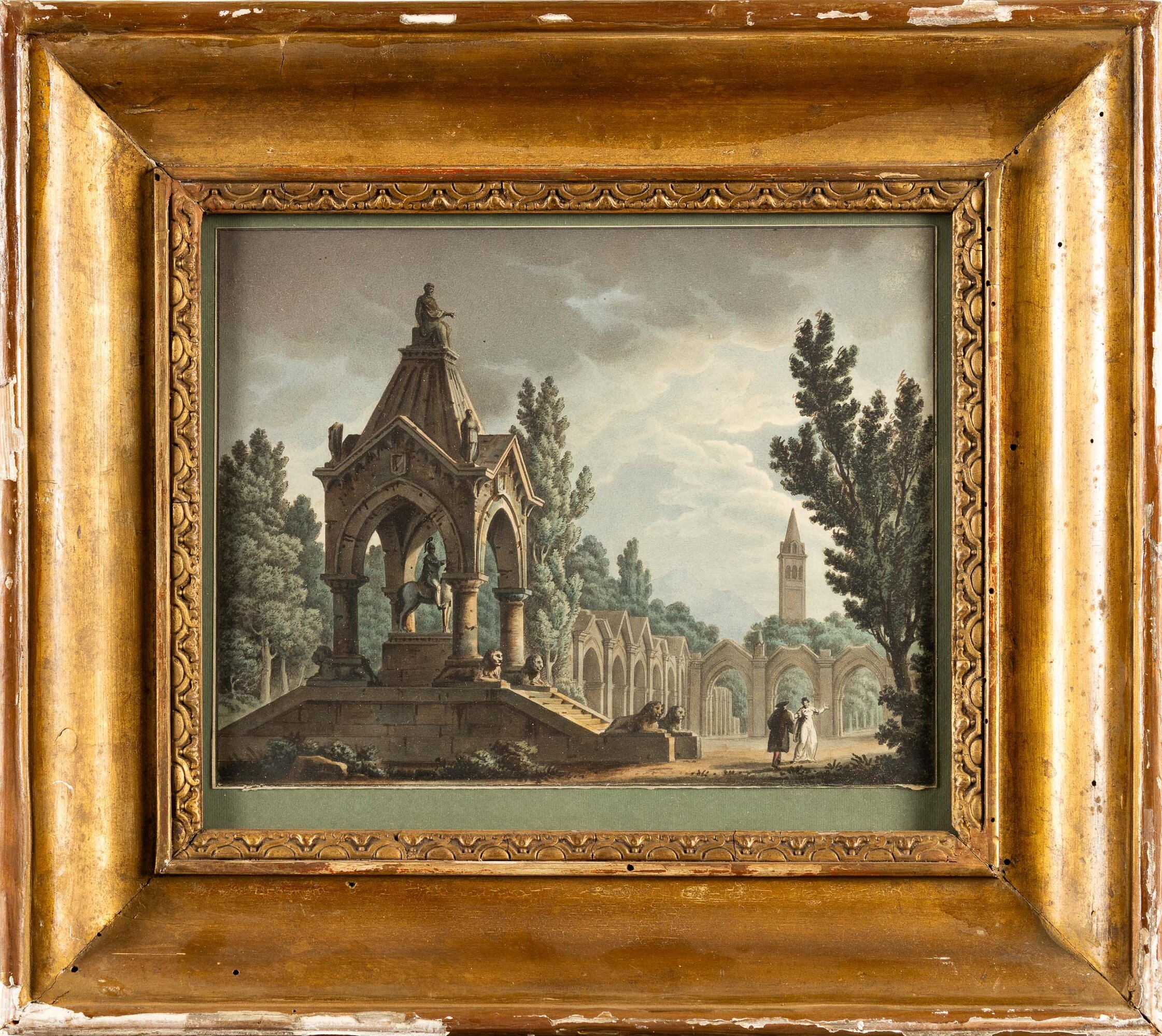 Veduta di parco con monumento funerario