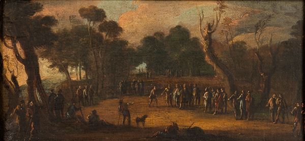 Scuola del XVII secolo Paesaggio con figure