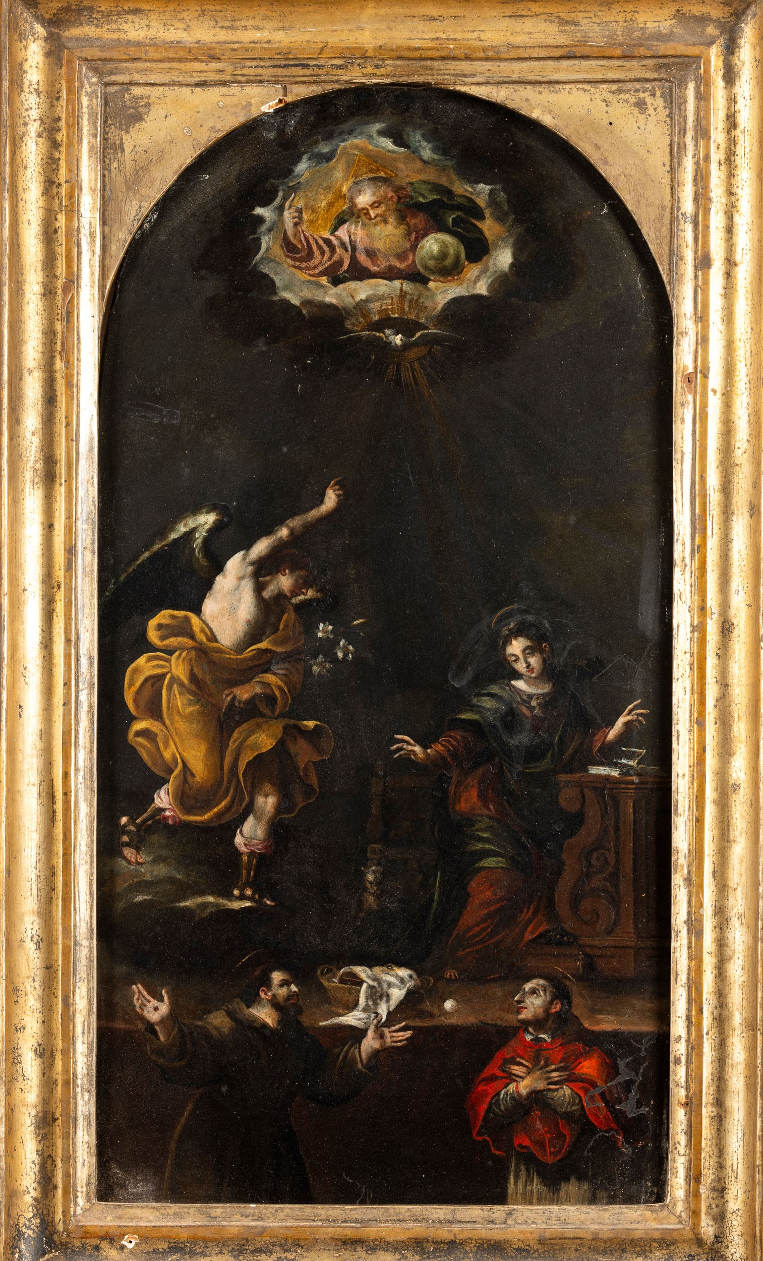 Scuola Veronese del XVII Secolo Annunciazione con i Santi Francesco e Carlo Borromeo