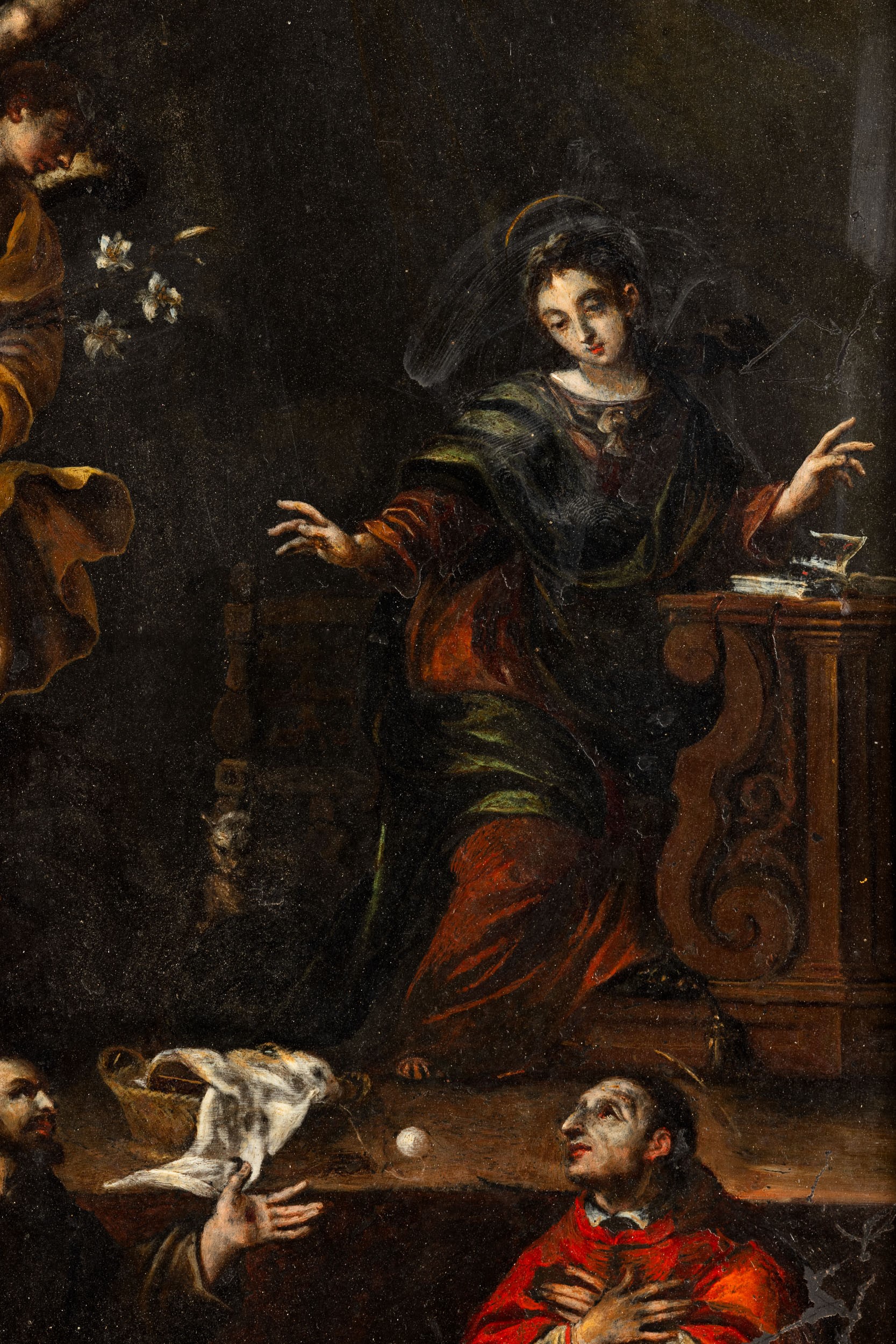 Scuola Veronese del XVII Secolo Annunciazione con i Santi Francesco e Carlo Borromeo