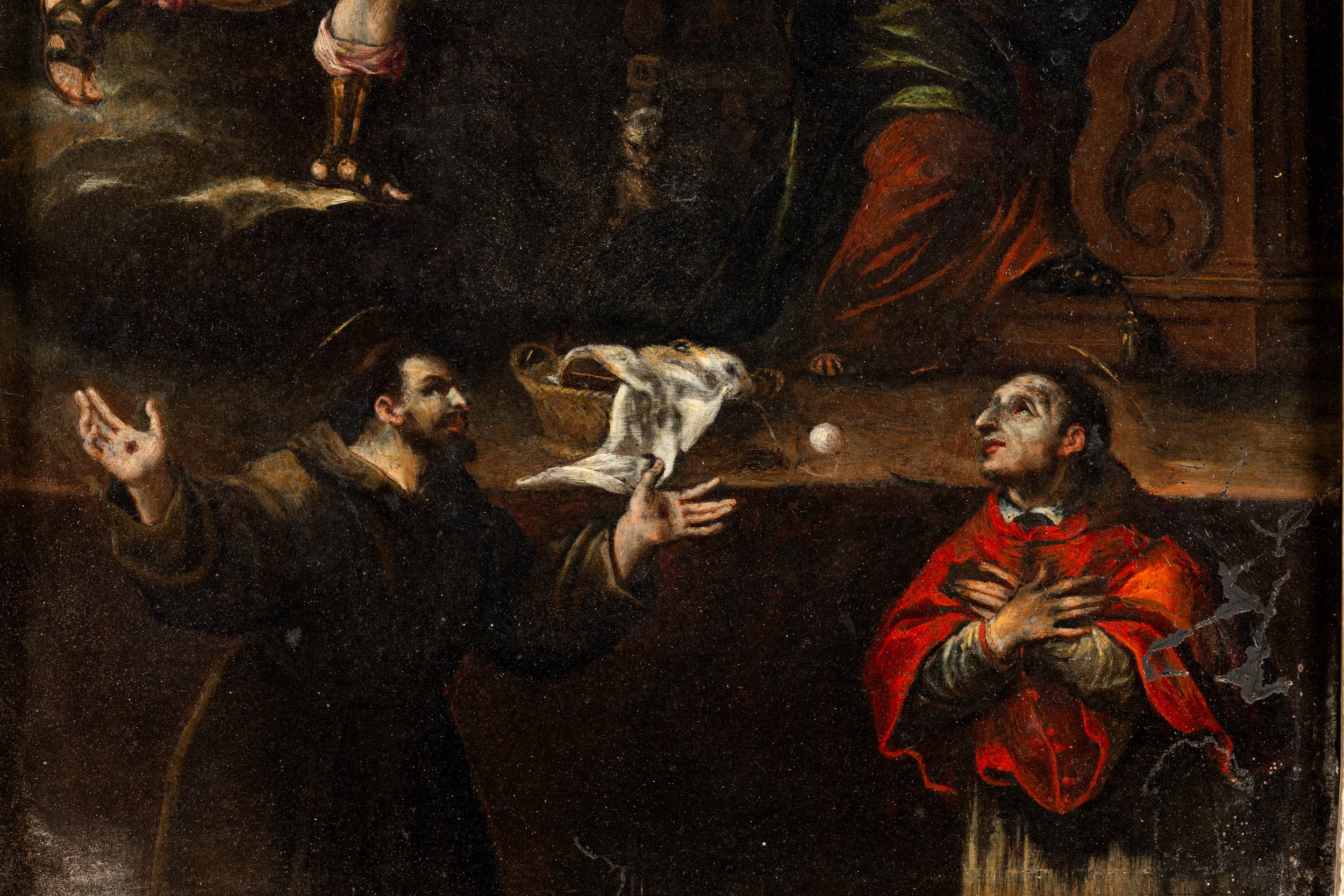 Scuola Veronese del XVII Secolo Annunciazione con i Santi Francesco e Carlo Borromeo