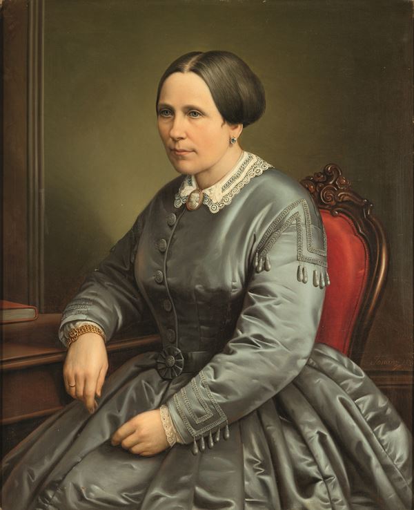 Alfredo Tominz - Ritratto di gentildonna alla scrivania