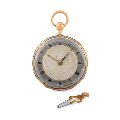 Orologio da Tasca Ripetizione Ore e Quarti, Scappamento a Verga, Carica a Chiavetta, Quadrante Gu...