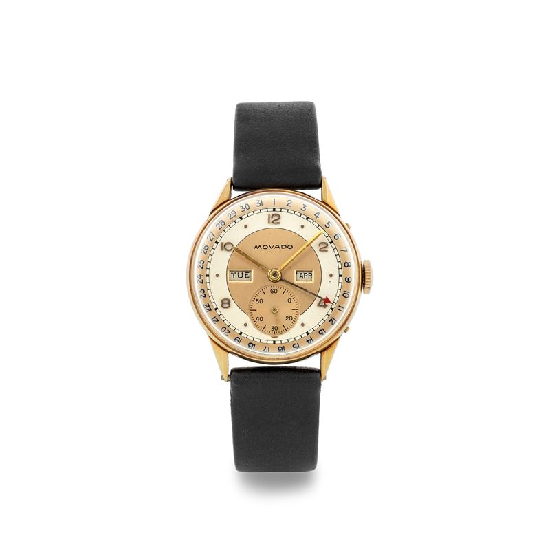 Movado : Triple Calendar in 18k yellow gold, two-tone dial, manual winding, circa 1940  - Auction Watches - Cambi Casa d'Aste