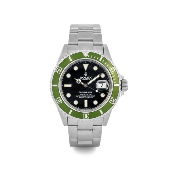 Rolex - Submariner Green Bezel ref 16610LV steel, with original guarantee, circa 2005
