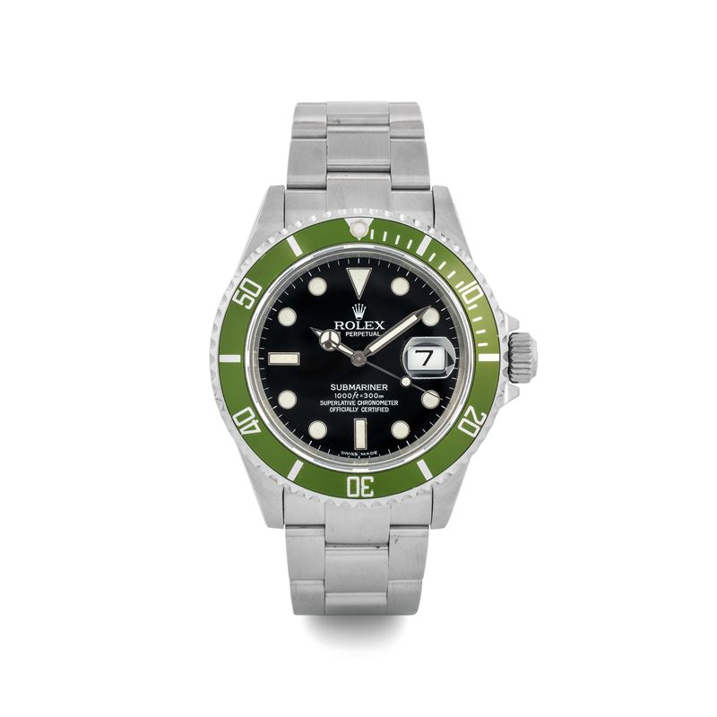 Rolex : Submariner Green Bezel ref 16610LV steel, with original guarantee, circa 2005  - Auction Watches - Cambi Casa d'Aste