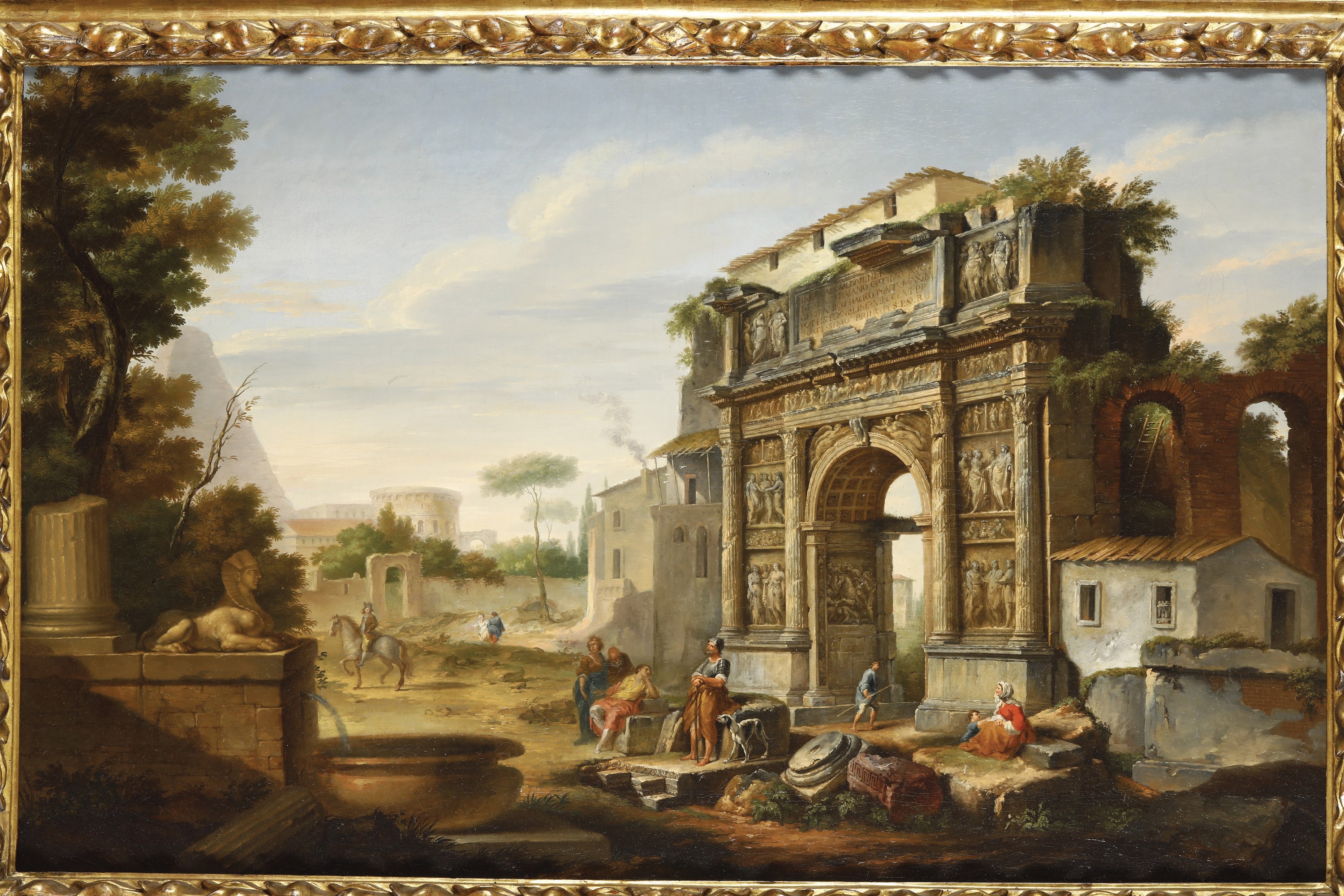 Giovanni Paolo Panini - Capriccio con Rovine Romane e Figure di Contadini