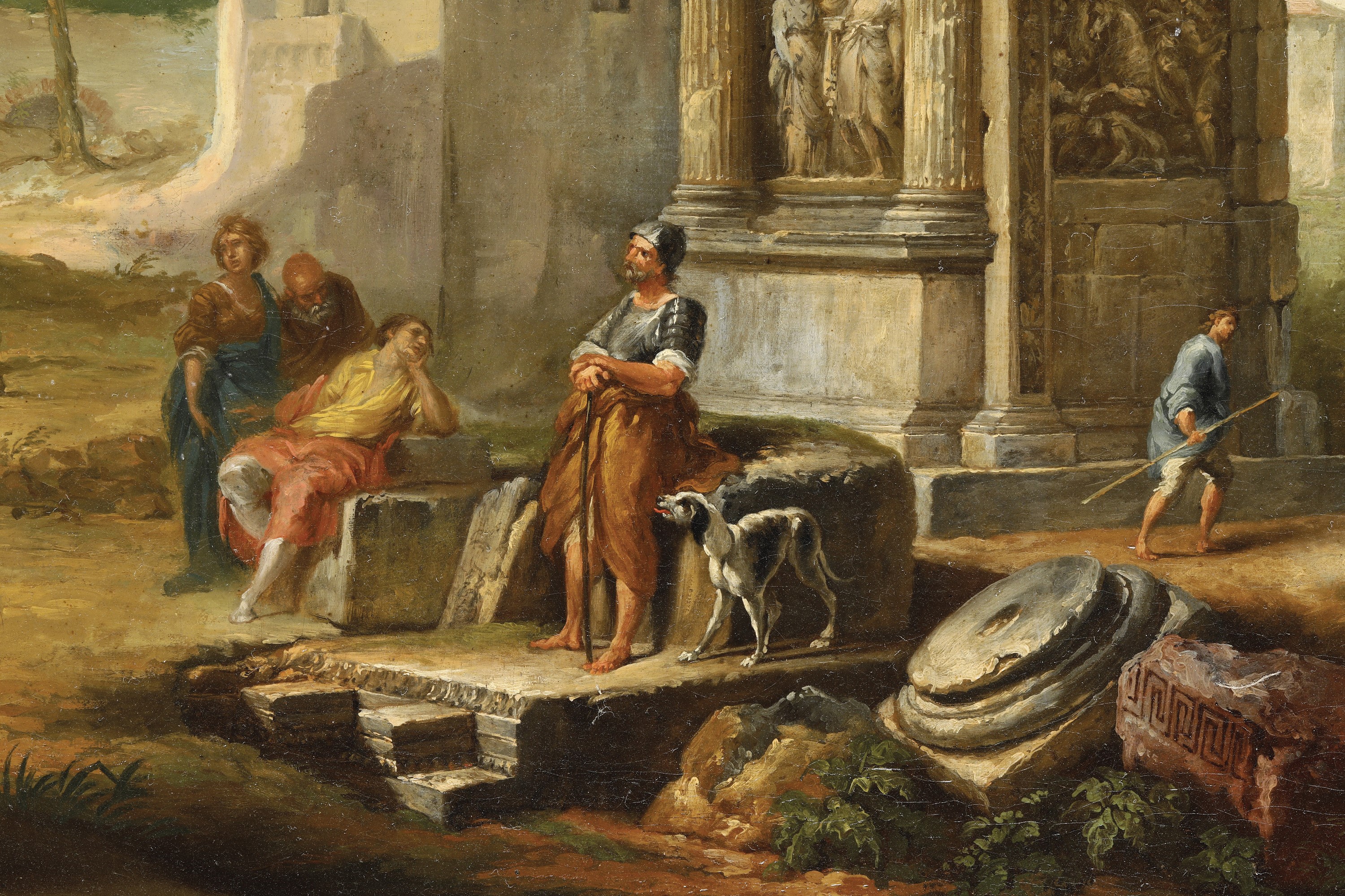 Giovanni Paolo Panini - Capriccio con Rovine Romane e Figure di Contadini