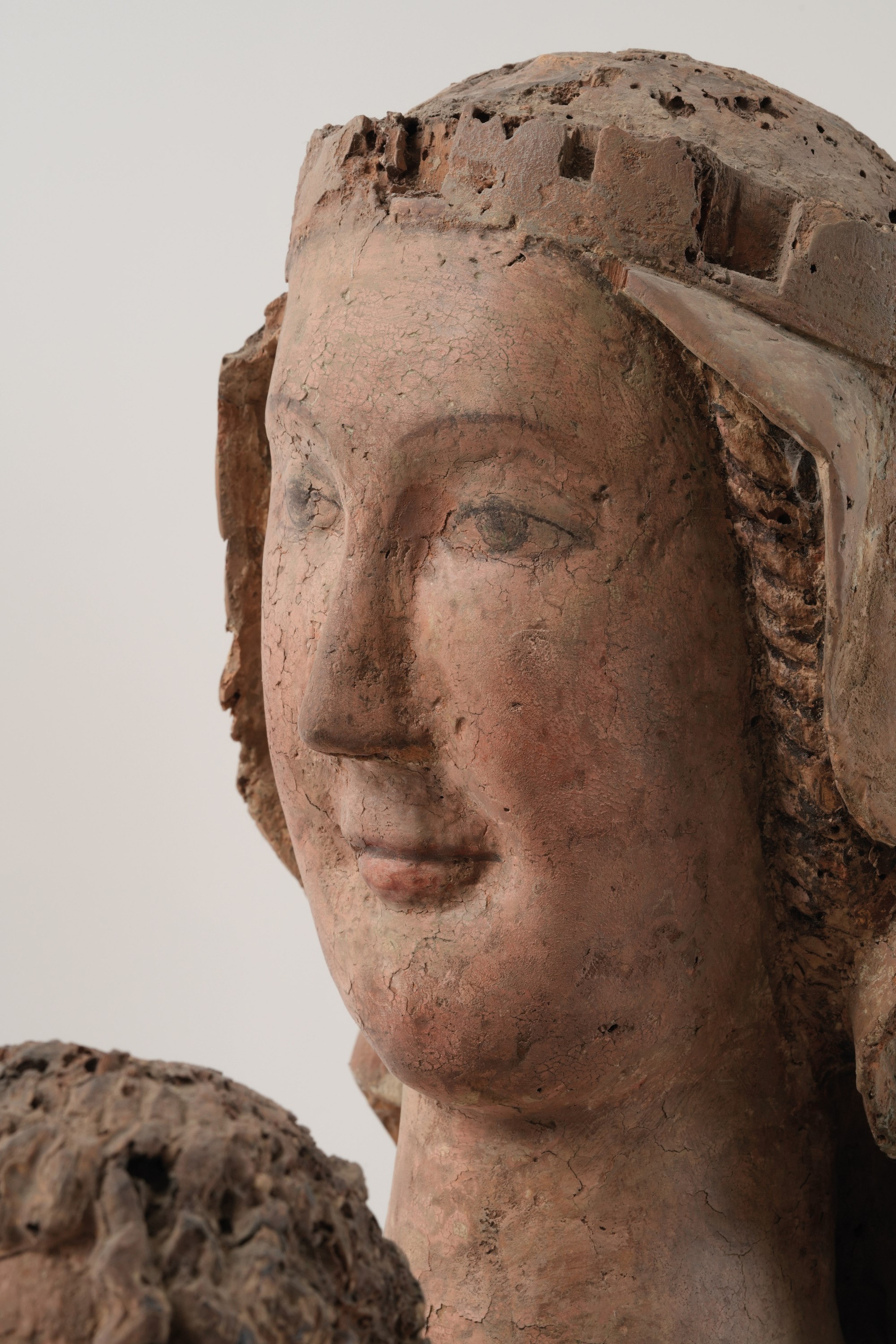 Scuola Umbra Abruzzese del XIV Secolo Rara Madonna in Trono con Bambino