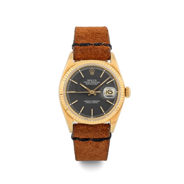 Rolex - Datejust ref 1601 in 18k yellow gold, galvanic anthracite grey dial, circa 1972