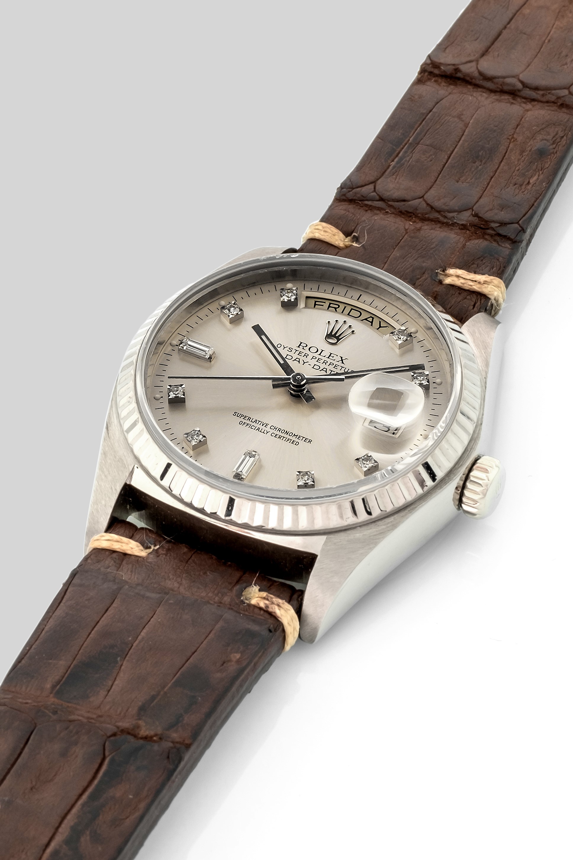 Rolex - Day-date Ref 18039 in Oro Bianco 18k con Cinturino in Pelle, Circa 1978