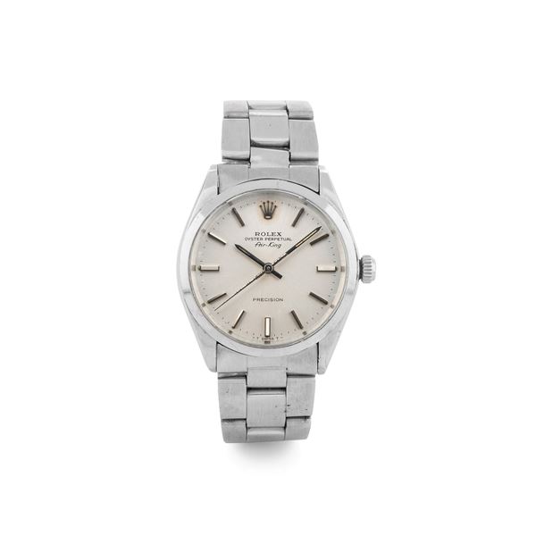 Rolex - Airking ref 5500 in steel, automatic movement Silver-plated dial, circa 1975