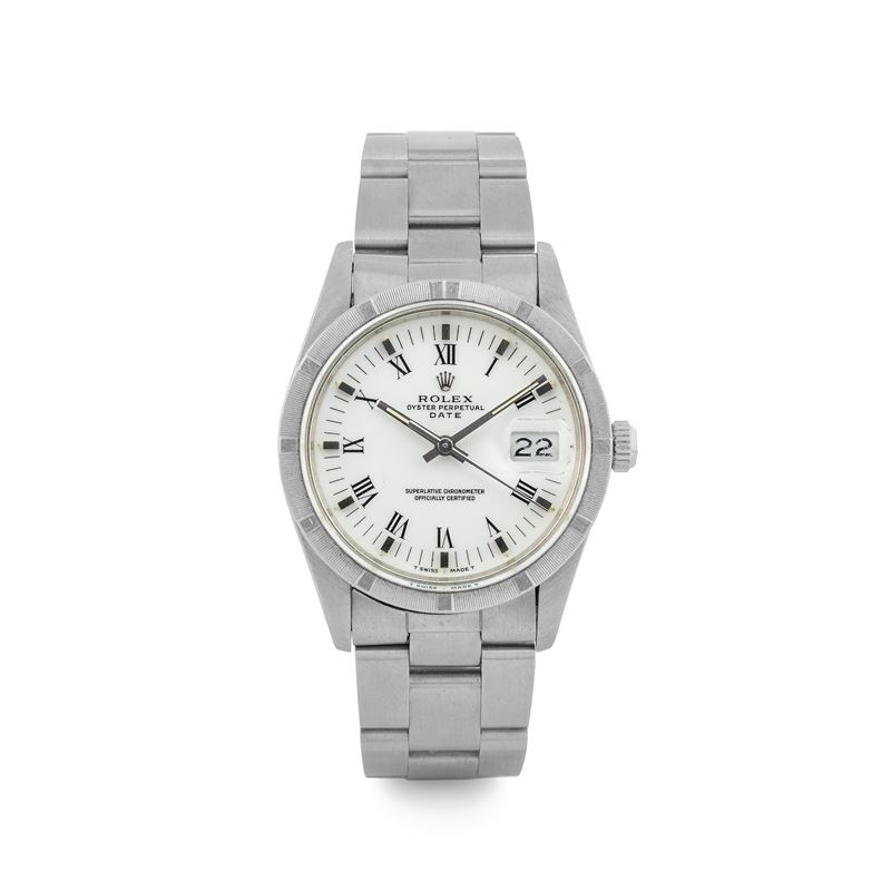 Rolex : Oyster Perpetual Date ref 15010 in acciaio quadrante bianco numeri Romani, circa 1988  - Asta Orologi da Polso - Cambi Casa d'Aste