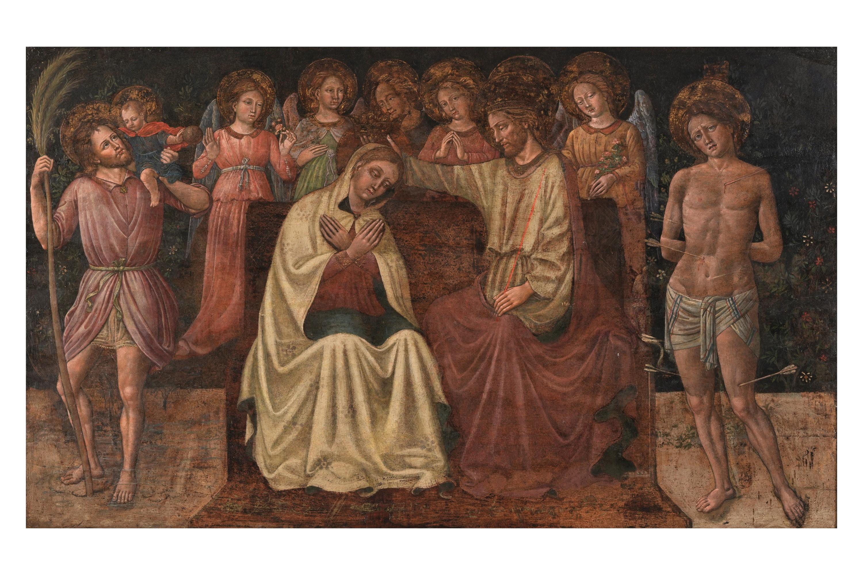 Ottaviano Nelli - Incoronazione della Vergine tra i Santi Cristoforo e Sebastiano