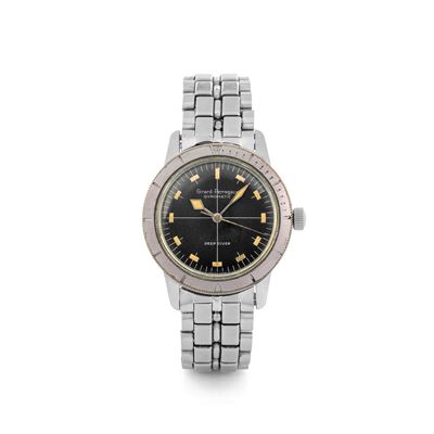 Gyromatic Deepdiver in Acciaio Automatico Quadrante Nero a Settori, Bracciale Firmato, Circa 1960