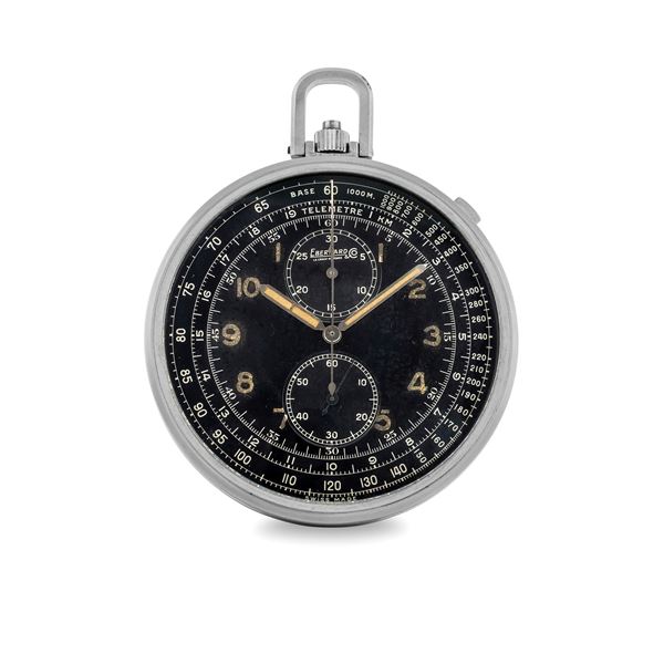 Cronografo da tasca con tasto a slitta Extrafort in acciaio con quadrante nero galvanico e contatori  [..]