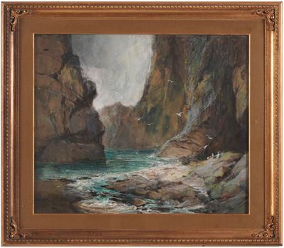 Th. Hart, Insenatura, tempera su cartoncino