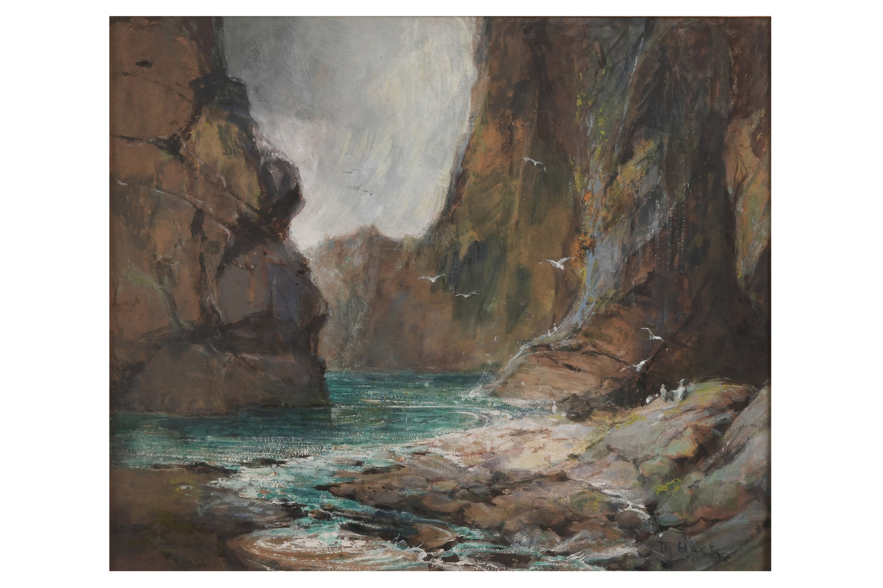 Th. Hart, Insenatura, tempera su cartoncino