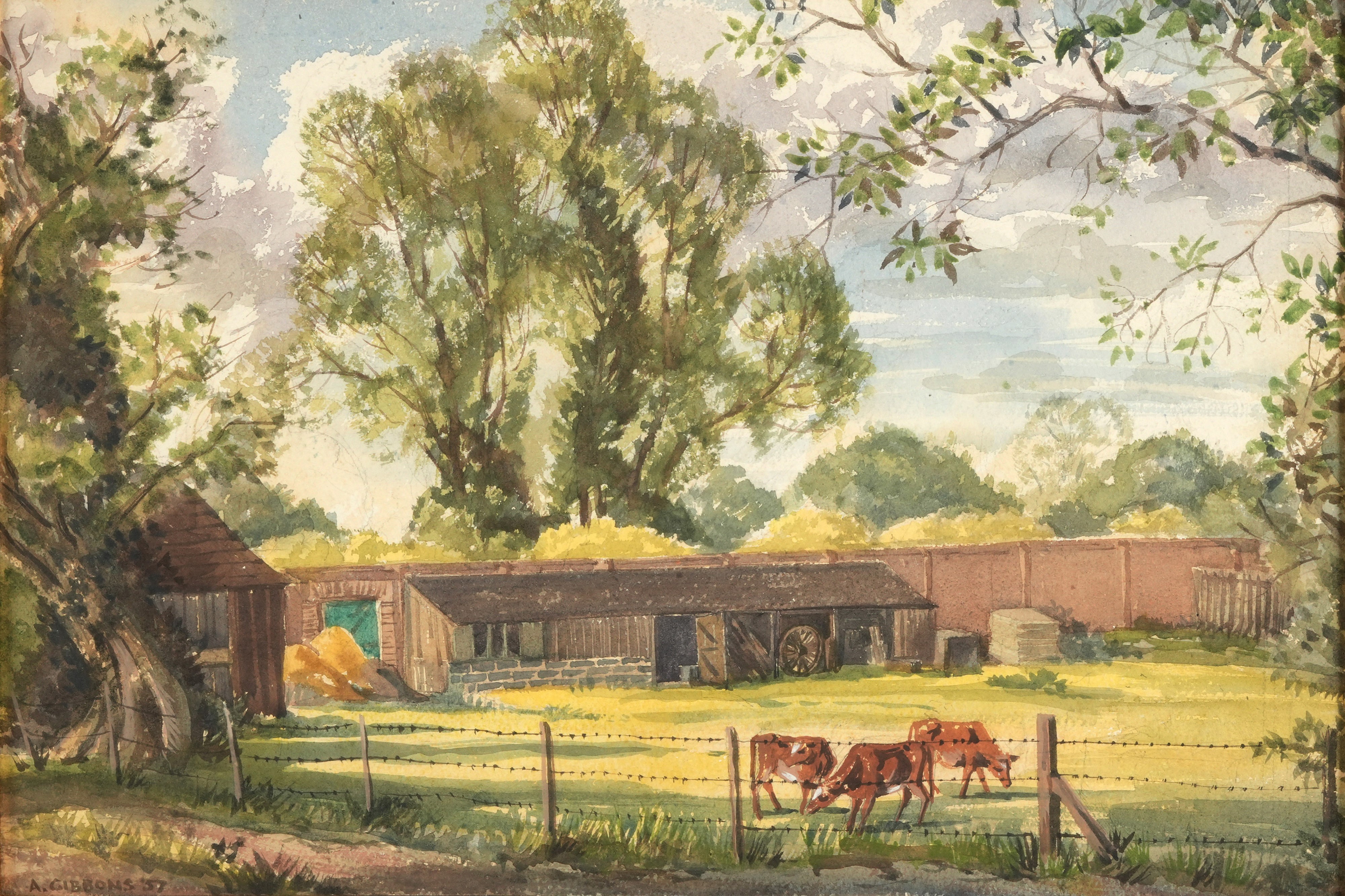 A. Gibbons, Fattoria – Acquerello su carta