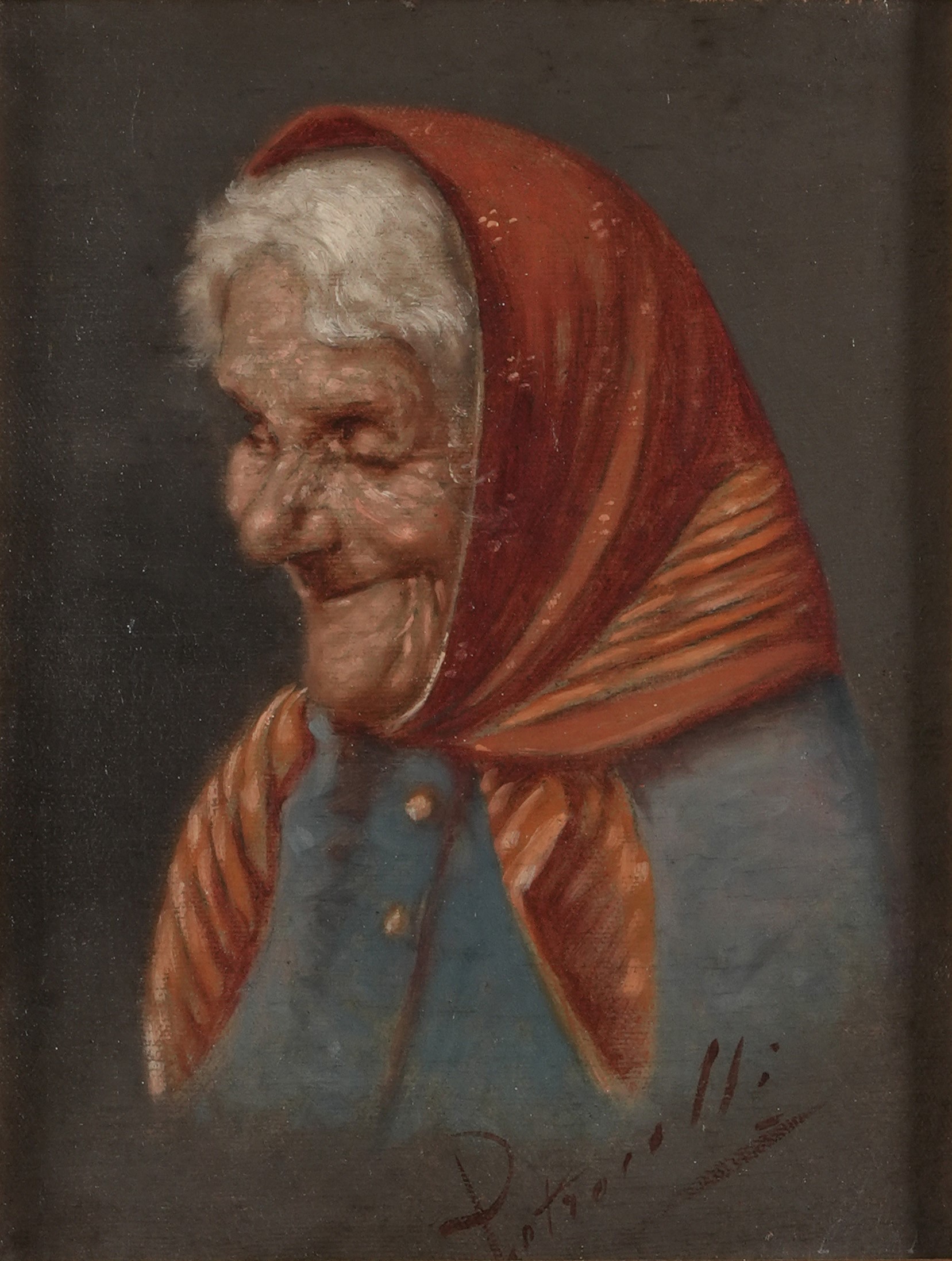 Vincenzo Pasquale Petrocelli - Anziana signora, olio su tela