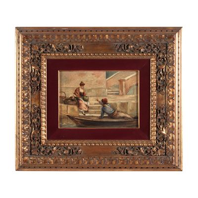 Anonimo del XIX-XX secolo, Scena veneziana, olio su tela