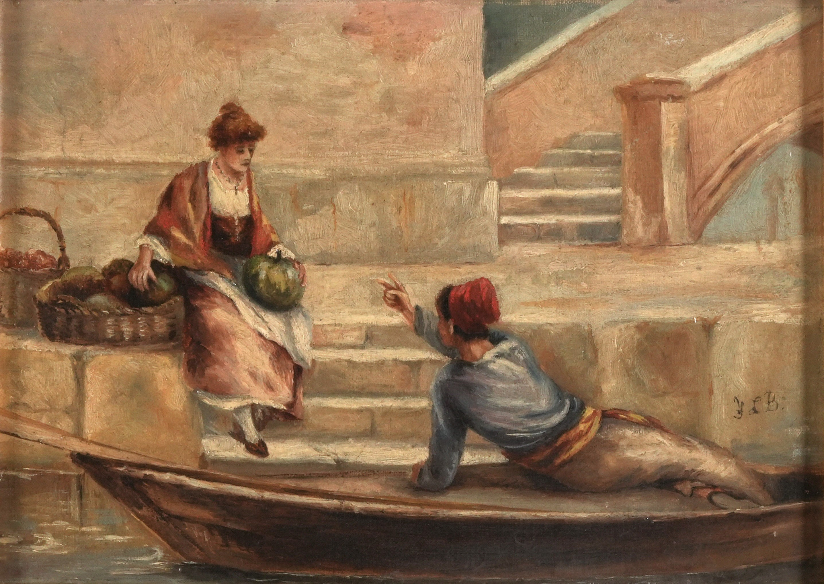 Anonimo del XIX-XX secolo, Scena veneziana, olio su tela