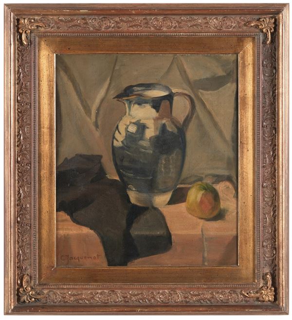 Firmato C. Jaquemont Natura morta con brocca