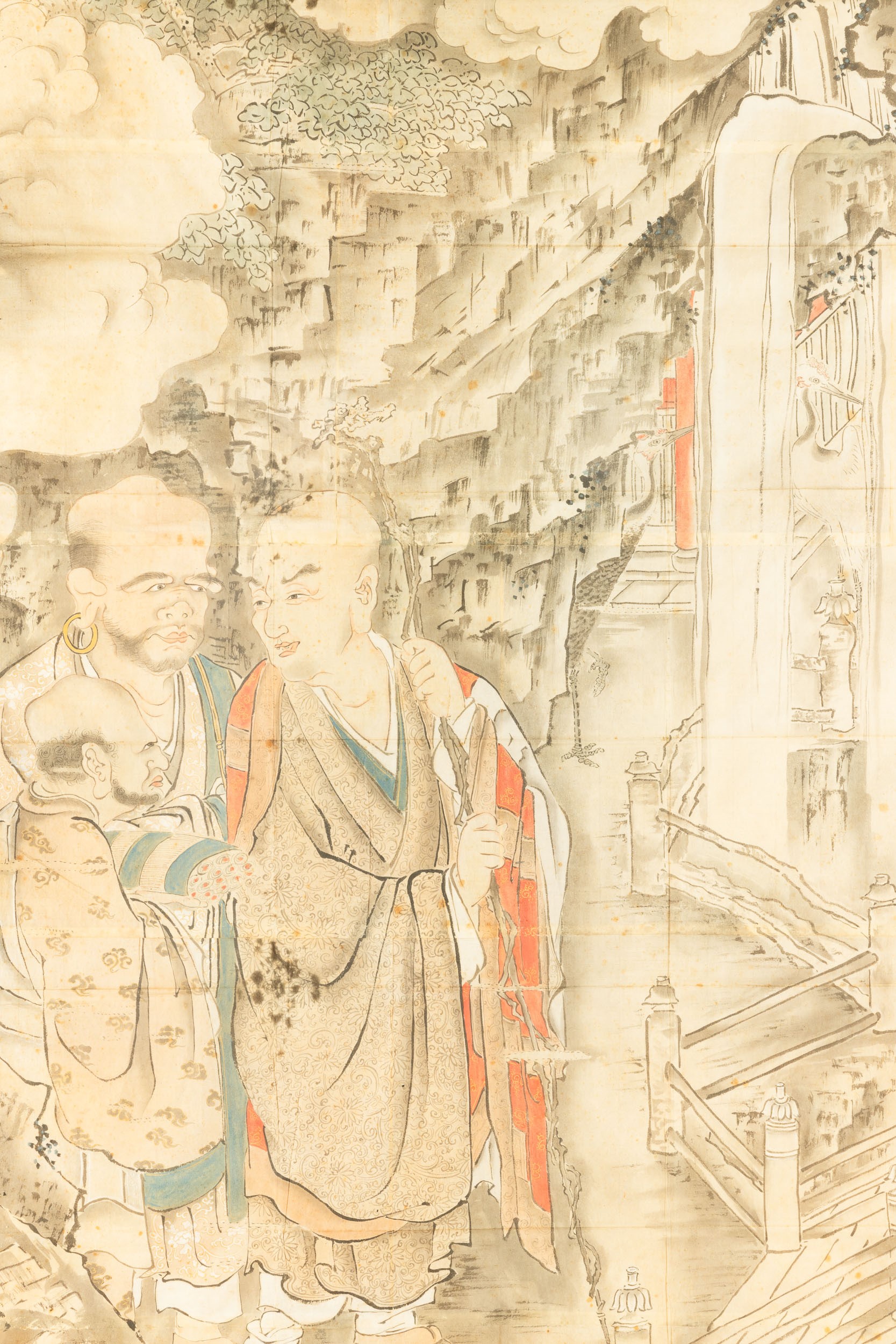 Pannello dipinto raffigurante scena di saggi, Cina, Dinastia Qing, XIX secolo