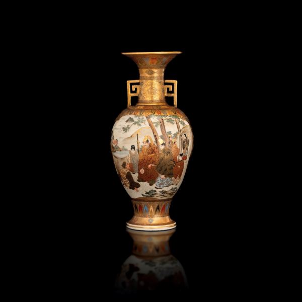 Kutani porcelain vase with figures of dignitaries and sages, Japan, 19th century