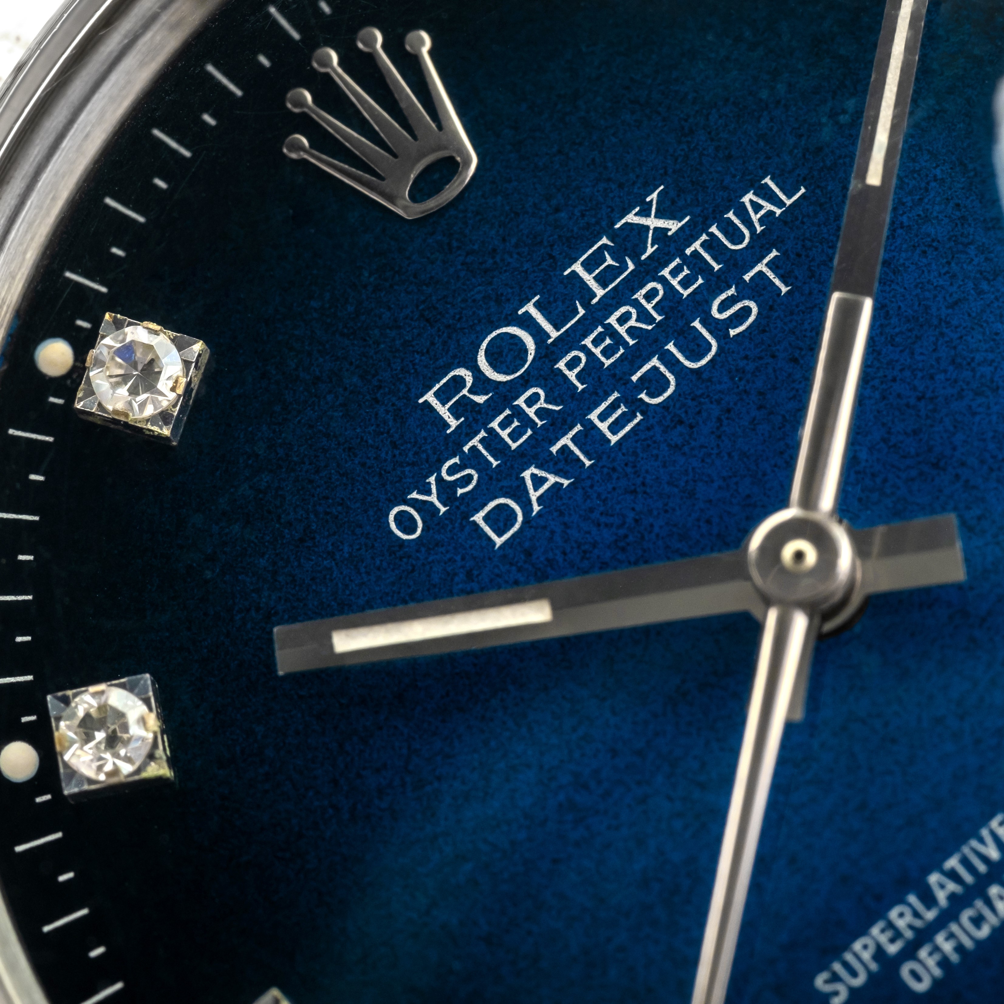 Rolex - Datejust Ref 16014 in Acciaio, Lunetta in Oro Bianco, Quadrante "vignette" Blu con Diaman...