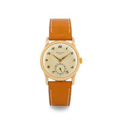 Calatrava Ref 2449 in Oro Giallo 18k Quadrante Argentè Numeri Breguet, Secondi al Sei, Circa 1950