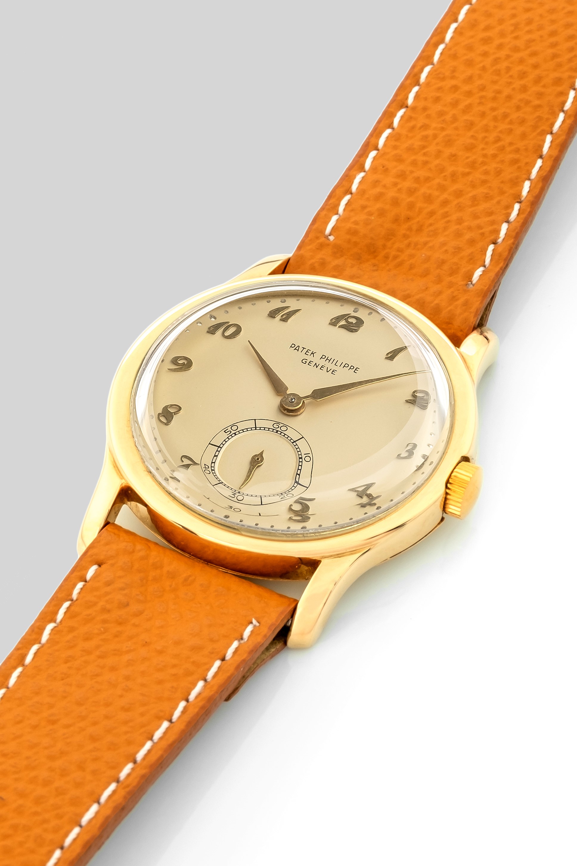 Patek Philippe - Calatrava Ref 2449 in Oro Giallo 18k Quadrante Argentè Numeri Breguet, Secondi a...